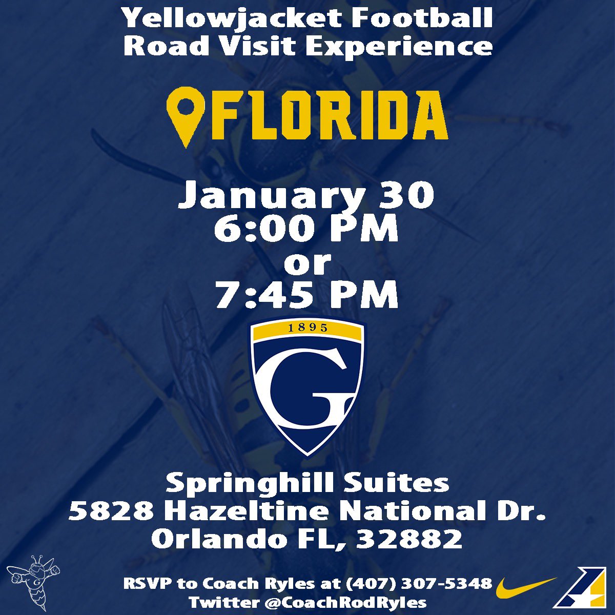 CoachRodRyles's tweet photo. It’s Happening!!
C/O 2023 we are bringing the visit to you guys in Florida.
Please take the time to come learn about Graceland University and our football program.
✔️Film
✔️Application
✔️Transcripts
✔️FAFSA (EFC)
Come earn yourself a SCHOLARSHIP
#OnlyTheTough
#RSVPASAP
#Retweet https://t.co/IWYLfbchSu