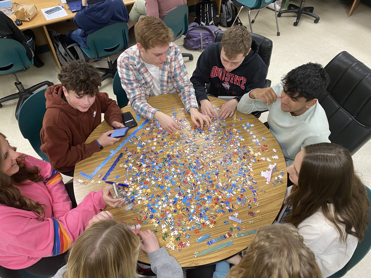 WE_ARE_MBC's tweet photo. When all the pieces come together....the MBC team - not sure how this became a thing - but they're definitely fun to watch when they gather around the table to start their puzzle - they know how to work hard and play hard #DCproudteacher https://t.co/2W4Chwd8dE