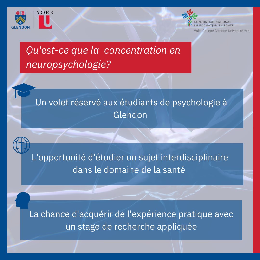 Découvrez la concentration en neuropsychologie offerte au collège Glendon de l’université York - un programme soutenu par le CNFS 🤩
Pour en savoir plus consultez glendon.yorku.ca/psychology/fr/…

#cognitivehealth #santé #sante #demence #prevention #prévention #neuropsychologie #cerveau