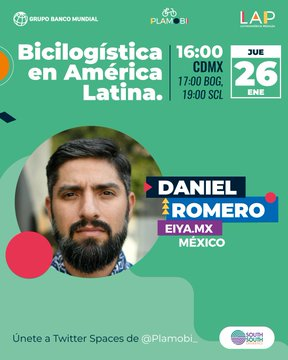 ¡Es hoy, es hoy!

Los esperamos esta tarde en compañia de nuestras invitadas e invitados @pcastaneda_  y <a href="/camilourbano/">Camilo Urbano</a> 
 🇨🇴, <a href="/PanteraCourier/">Pantera Courier</a> y <a href="/CleteroAmb/">CleteroAmbientalista</a> 🇨🇱 y <a href="/DanyDanyRomero1/">Dany Dany Romero</a> 🇲🇽para hablar de #Bicilogística
en América Latina

x.com/i/spaces/1yoJM…