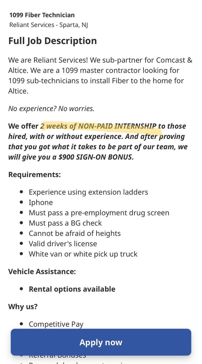 If you call it an unpaid internship you don’t have to pay for training 🧐