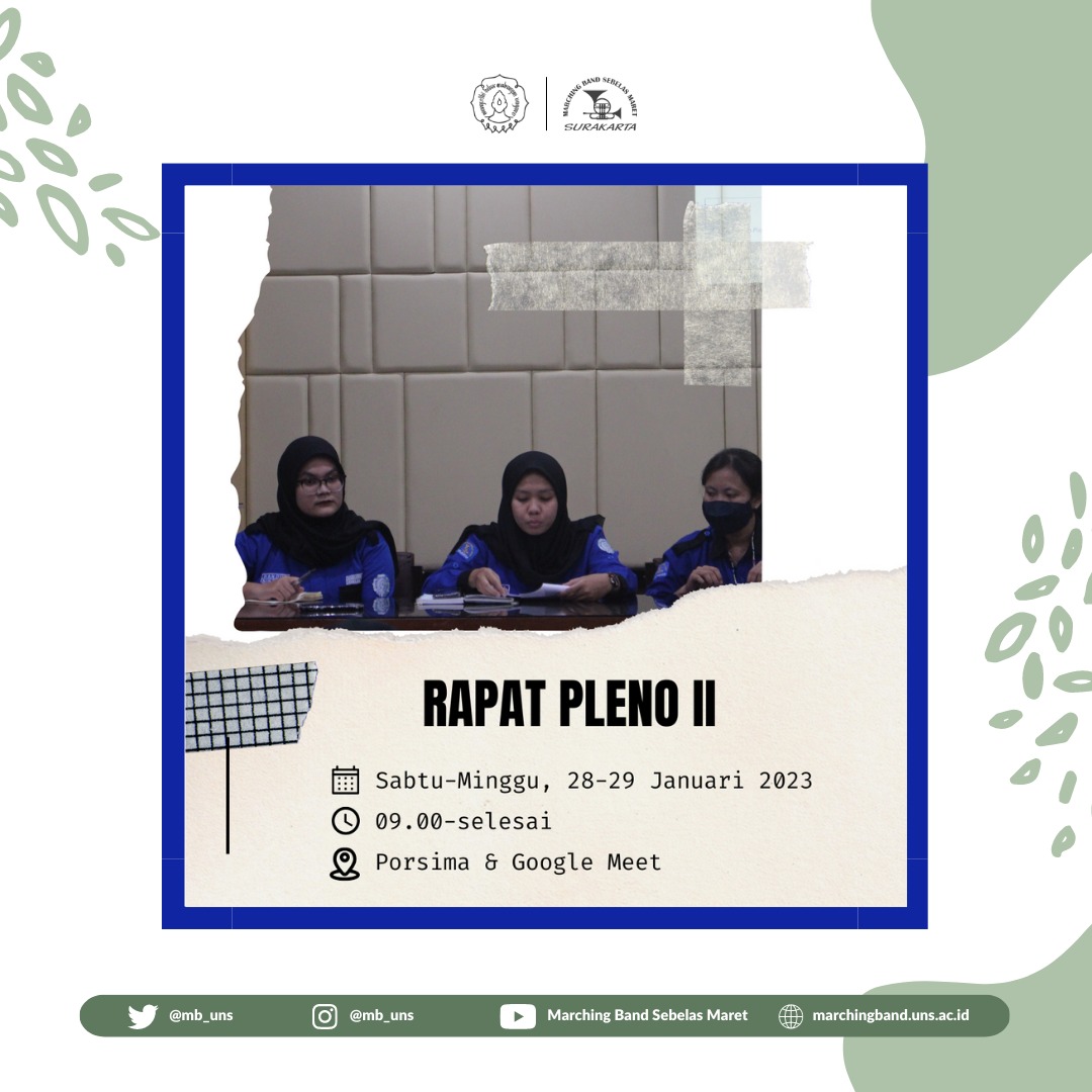 #UNSSurakarta #BeritaUNS #KotaSolo <a href="/mb_uns/">MB Sebelas Maret</a>: '[ RAPAT PLENO II]

MB UNS mengundang seluruh purnabakti dan anggota untuk hadir dalam rapat pleno yang akan diadakan pada :

📆 : 28-29 Januari 2023
🕘 : 09.00 WIB-selesai 
… , see more tweetedtimes.com/v/24341?s=tnp