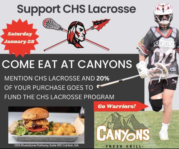 We look forward to our annual Registration and Picture day this Saturday! We hope that the <a href="/CHS_Warriors/">Cherokee HS Warriors</a> family will help support us by coming out in force to Canyons on Saturday as well. See y’all then!