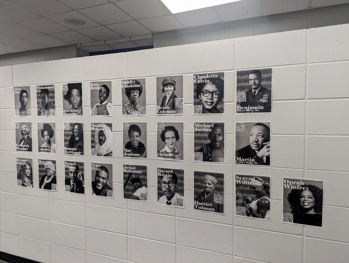 KlebLibrary's tweet image. Stop by the downstairs cave and scan a QR code or two to learn about some important people during #blackhistorymonth2023 Links take you to Encyclopedia Britannica biography articles on each individual. @KleinLibraries @KlebKISD
