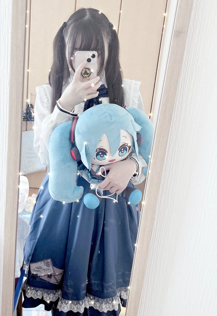 hatsune miku mirror selfie reflection holding 1girl long hair twintails  illustration images