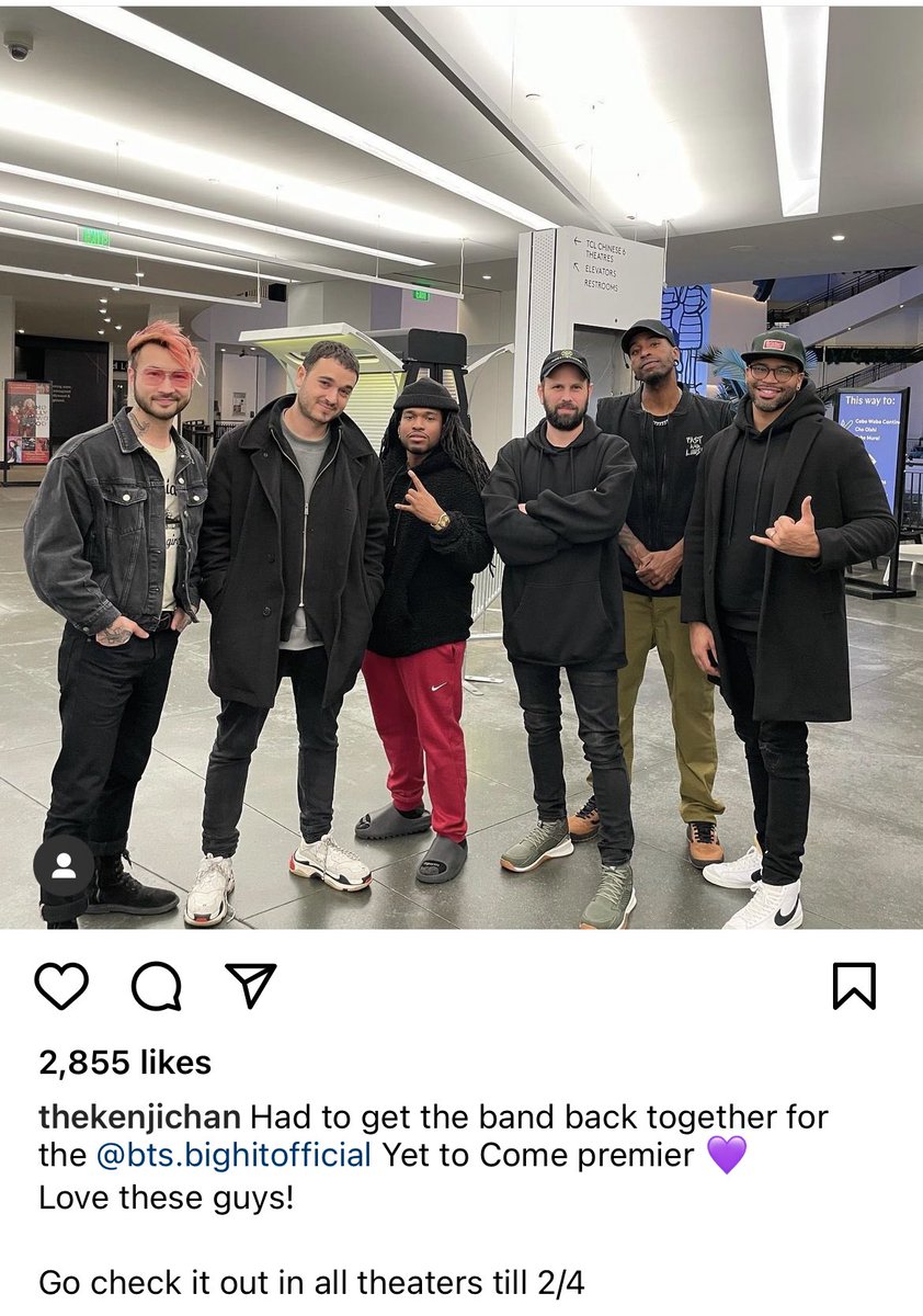 army_btslife's tweet photo. That’s so cool that the band got together to check out the movie in theaters! https://t.co/aKIFJoaPO4