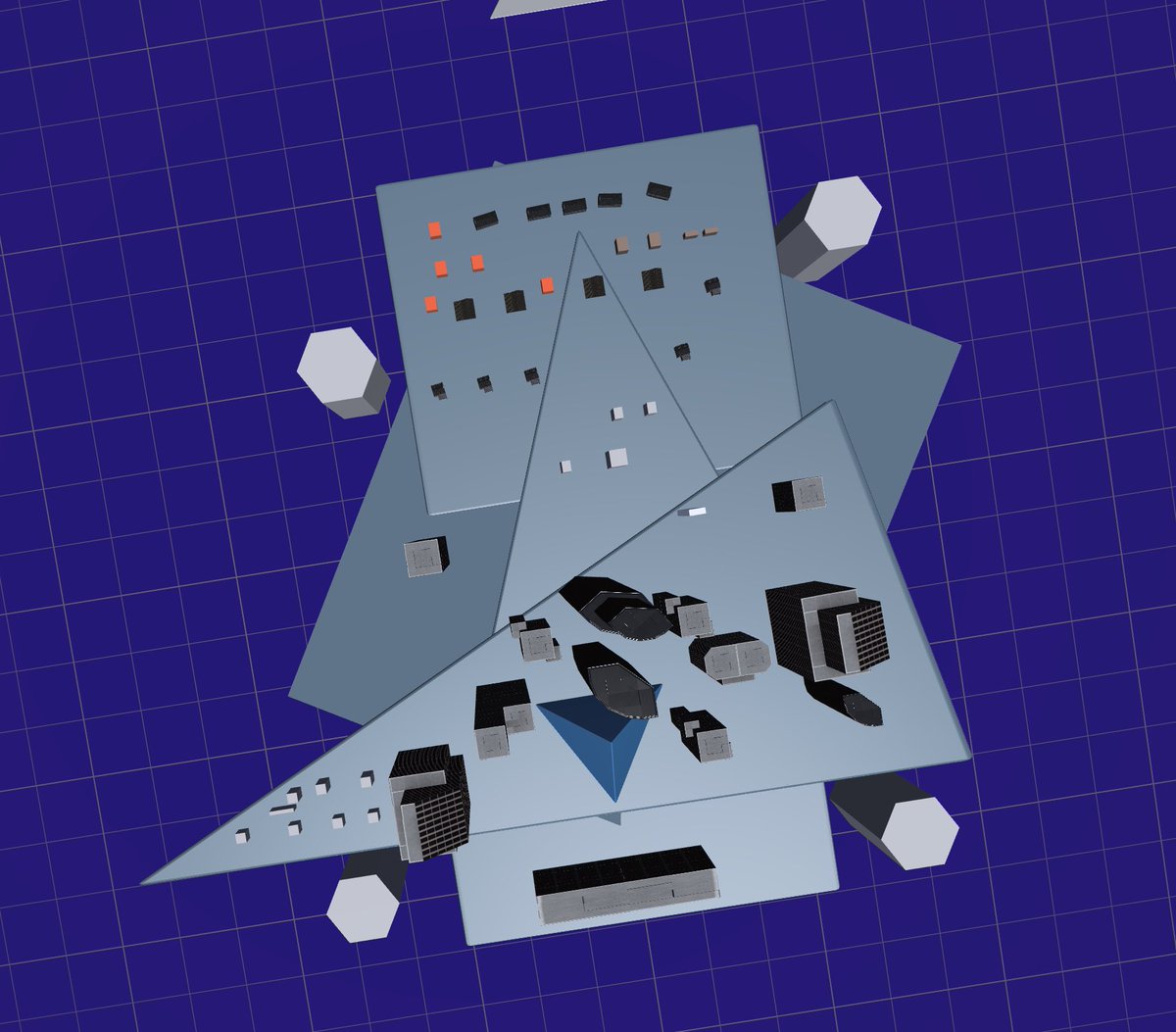 HermeticHue's tweet photo. Today’s stream yielded good results on building a futuristic 3D city. Having customizable references is essential for scenes and  areas that will be important in my comic. #magicposer #3dmodeling #3dreferences #rwarts #worldbuilding https://t.co/0J3GXTcxTy