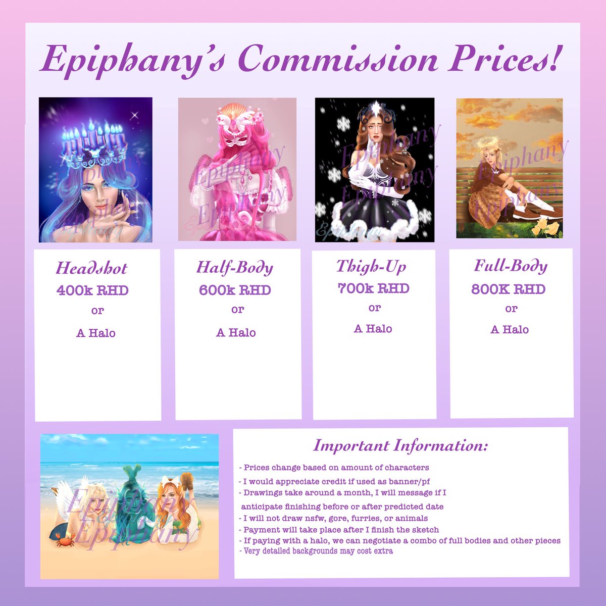 EpiphanyPlays_'s tweet photo. 💜 1.4k ART RAFFLE 💜 
💟1 Winner! May add more depending on the amount of entries
💟 Prize is a half body drawing with background 
💟To Enter: Follow, Like, Retweet and comment!
💟Ends in a month on March 2nd! https://t.co/wHSvhq2XqS