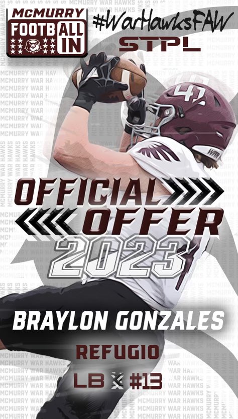 Braylon_13's tweet photo. Blessed to receive my second offer too @McMURRYFOOTBALL @CoachNealMCM @RecruitTheBend @Coach_JKay https://t.co/FBqxPZtlJY