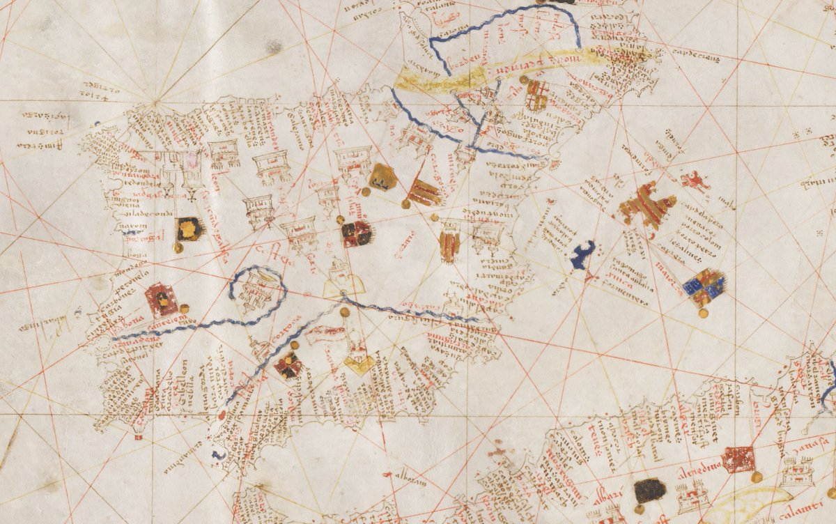 ProyectoHistor2's tweet photo. Otro #FluzoMapas que quisiera añadir es este fragmento del portulano de Macià de Viladestes, de 1413. Perteneció a la colección de la Cartuja de la Vall de Crist, Altura, Castellón, pero acabó en París tras la desamortización de Mendizábal.

Source: https://t.co/CCfKZZXWLv https://t.co/4t05VrhgyE