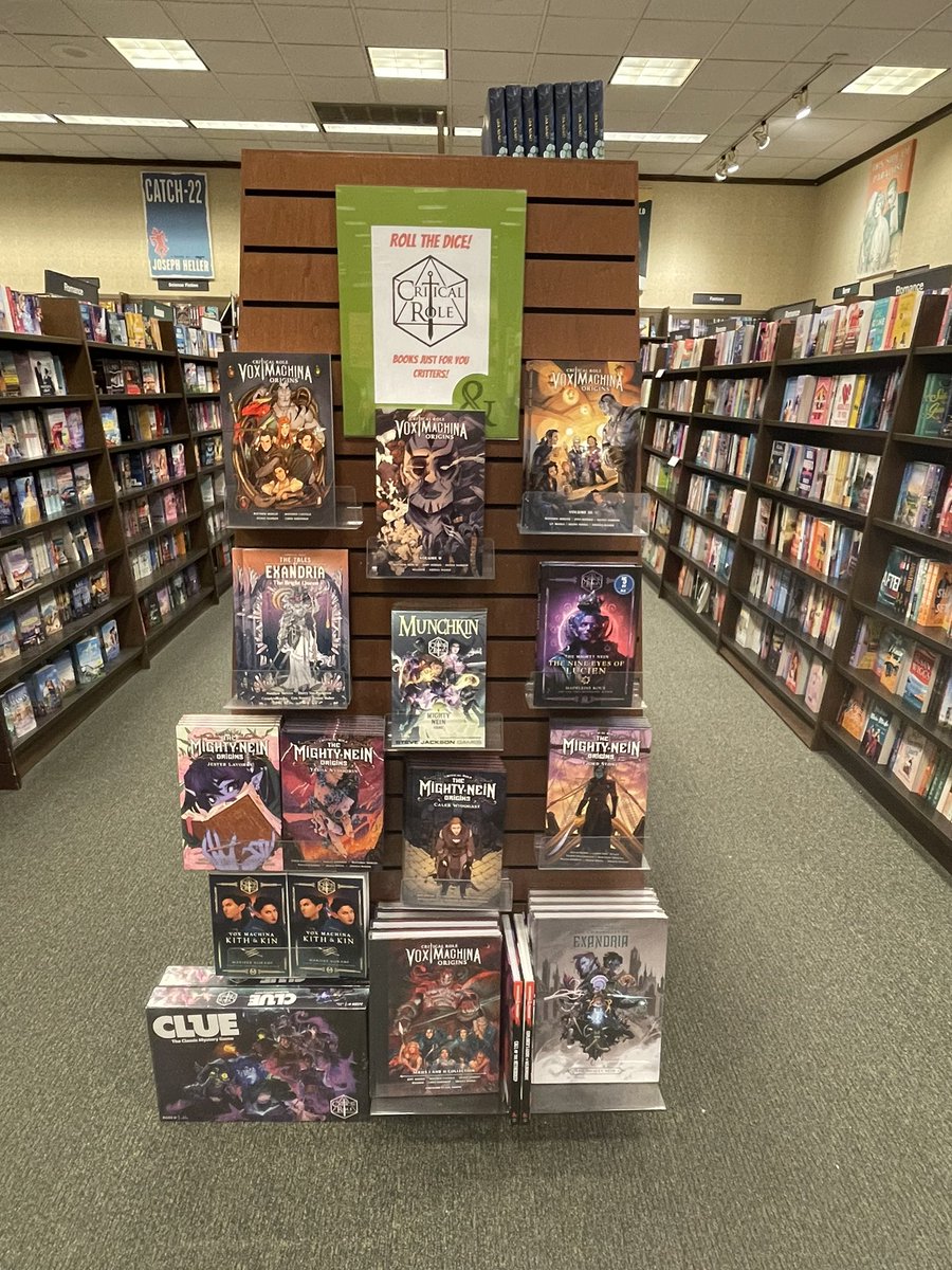 LadyAdielle's tweet photo. Made a @CriticalRole display at work! All of these books are just so good 😭 https://t.co/RiXvIAtJT7