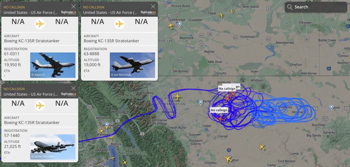 Faytuks's tweet photo. Three US air force planes are circulating over northern Montana. https://t.co/SQ7uk5pBl8