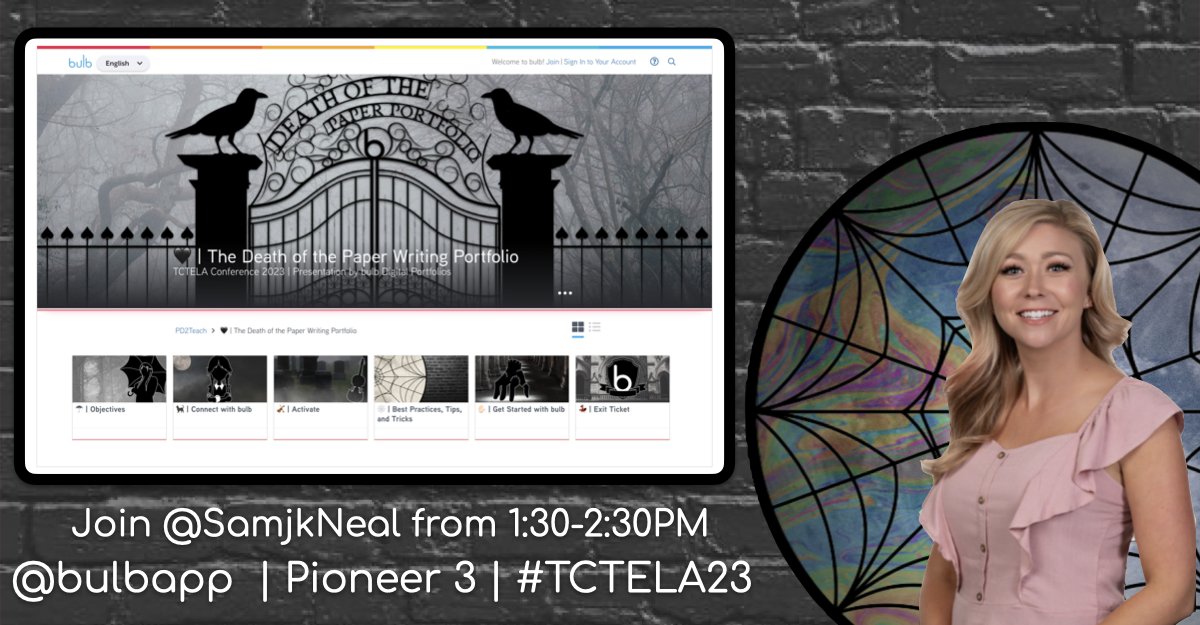 👋 Hi #TCTELA23! I’m Sam, lover of ELA and all things education! Check out my ELA resources, stop by the <a href="/bulbapp/">bulb</a> booth, and don’t miss our session, The Death of the Paper Writing Portfolio on Saturday! 

bulbapp.com/samjkneal