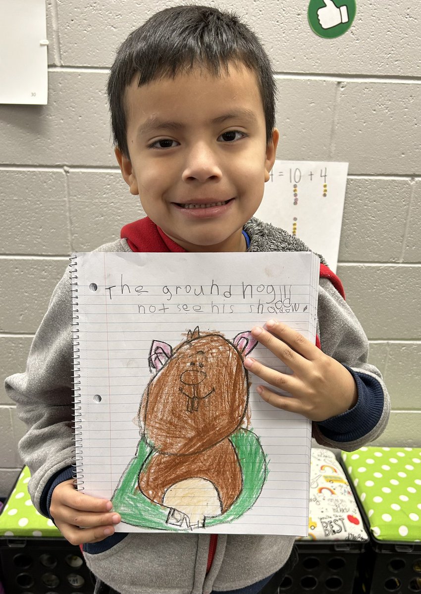 After acting out the Groundhog  Day saying, <a href="/HPCStorm/">HPC STORM</a> Kindergarten learners did a great job writing and illustrating their sentence! Their prediction was NOT six more weeks of winter!