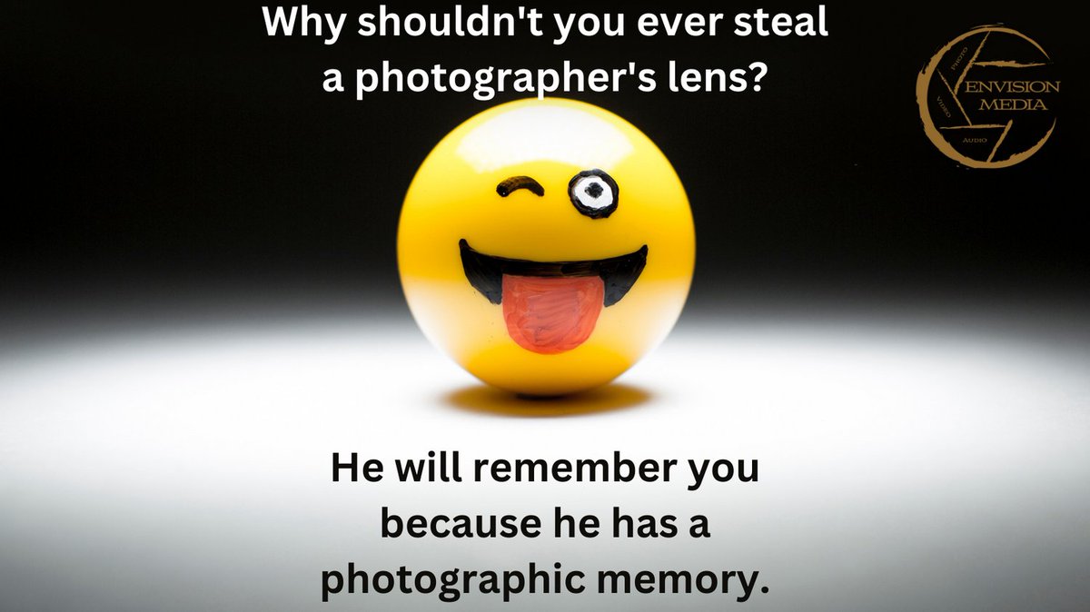 EnvisionMedia5's tweet image. Don't be a blur in a photographer's life, and definitely don't steal their lens! With a photographic memory, they'll always remember your face, and trust us, you don't want that kind of exposure.

#photographicmemory #photographerslife
#cameralovers #photographyjokes #lensthief
