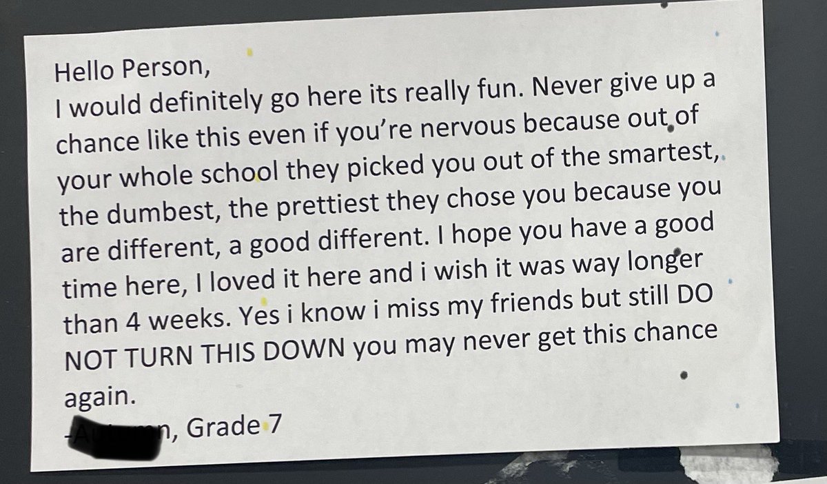 MrGambleC4S's tweet photo. A couple of unfiltered messages from current @c4sHWDSB to future students…Amazingly powerful messages from twelve-year-olds. https://t.co/fyO5pfQe6F