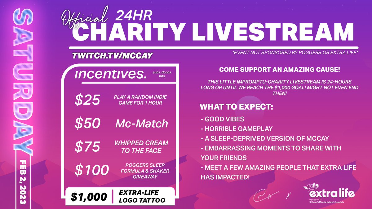 You delivered the likes, I deliver the content!

BE THERE! 

SATURDAY, FEB 2nd @ 5PM EST 

Twitch.tv/mccay