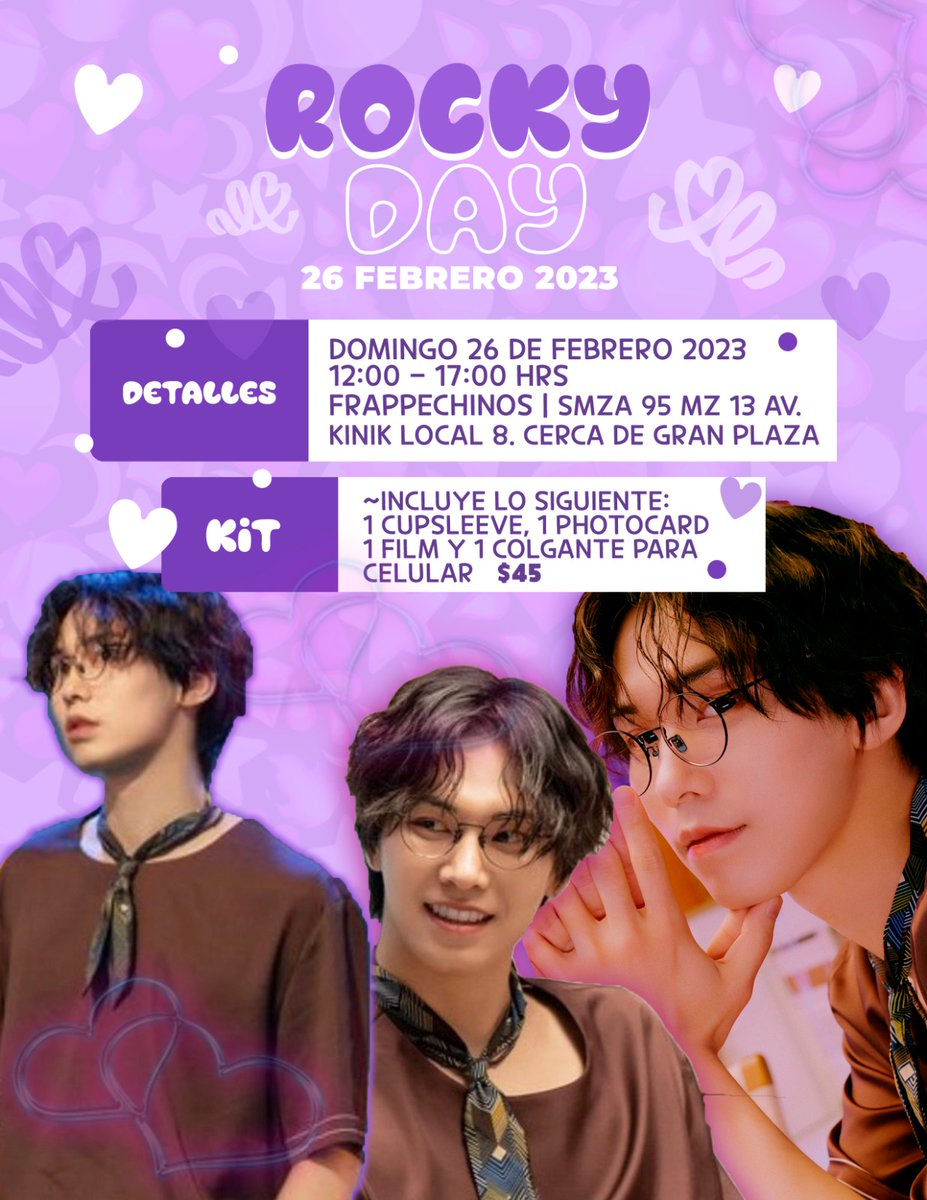 ArohaRoo's tweet photo. ✨ *¡AROHA DE CANCÚN!* 💜

Te esperamos en este próximo evento para festejar el cumpleaños de nuestro lobito *ROCKY*💜 

🗓️Fecha: *Domingo 26 de Febrero*.
📍Lugar: Frappechinos.
🕟Horario: 12:00PM - 5:00PM https://t.co/chrjSx7VpC