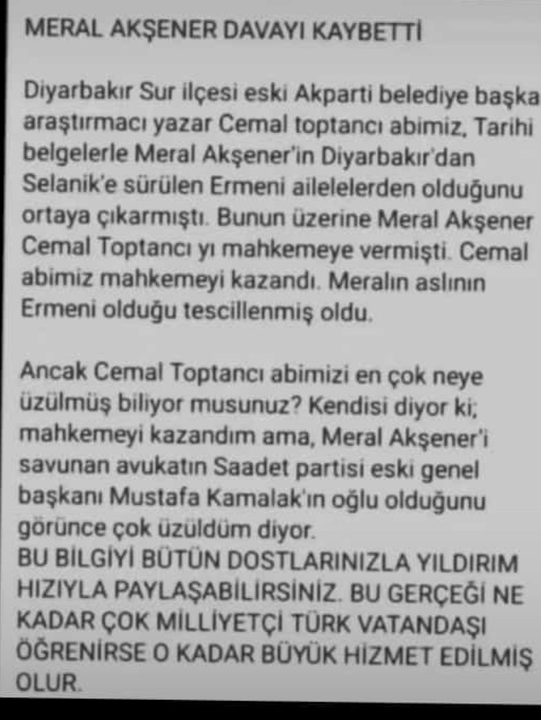 Cemal  Toptancı mahkemeyi kazandıysa,
Şimdi meral Ermenimi bu yazıda öyle görünüyor.