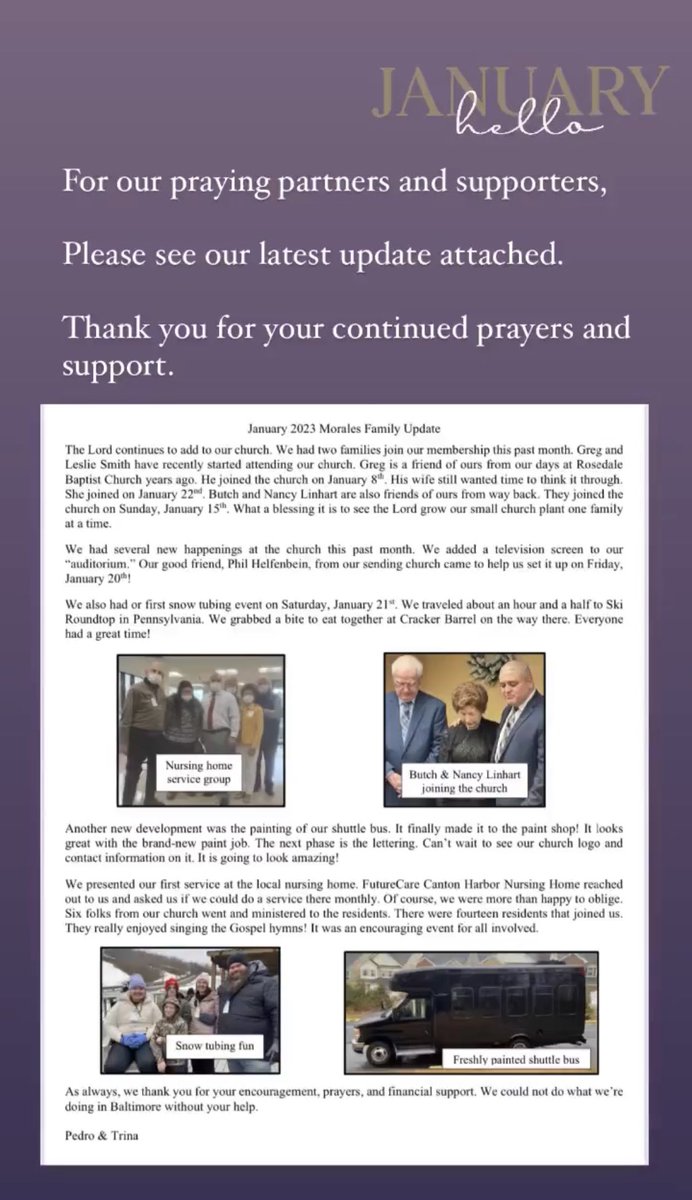Please see our latest update attached. 
.
.
#hope4baltimore
#baltimorebaptistchurch
#loveourcity
#churchplanters
#ServingCHRIST
#MinistryUpdate