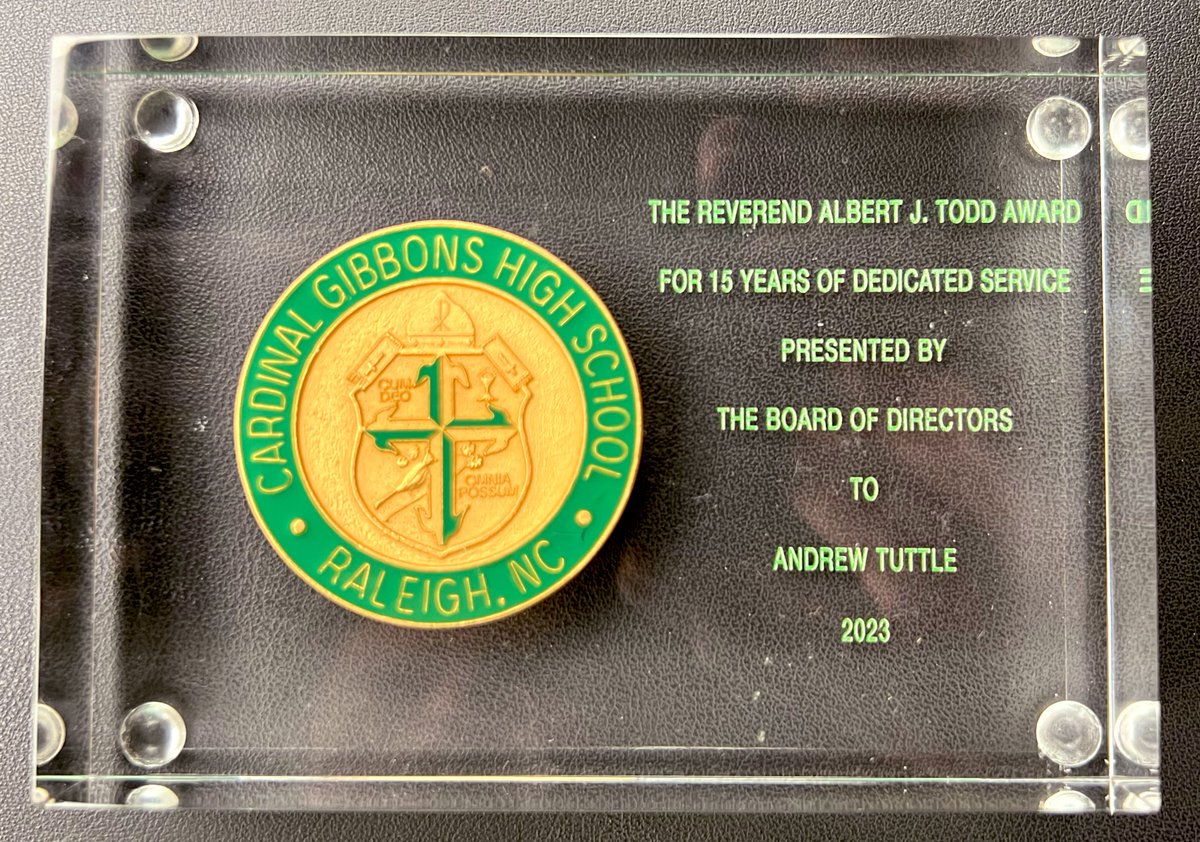 CoachTuttle's tweet photo. Honored to be recognized today and celebrated alongside my fellow educators for 15 years of service to Cardinal Gibbons.  Thankful to have a job I enjoy every day and look forward to many more years ahead! https://t.co/ISk2ApdK6H