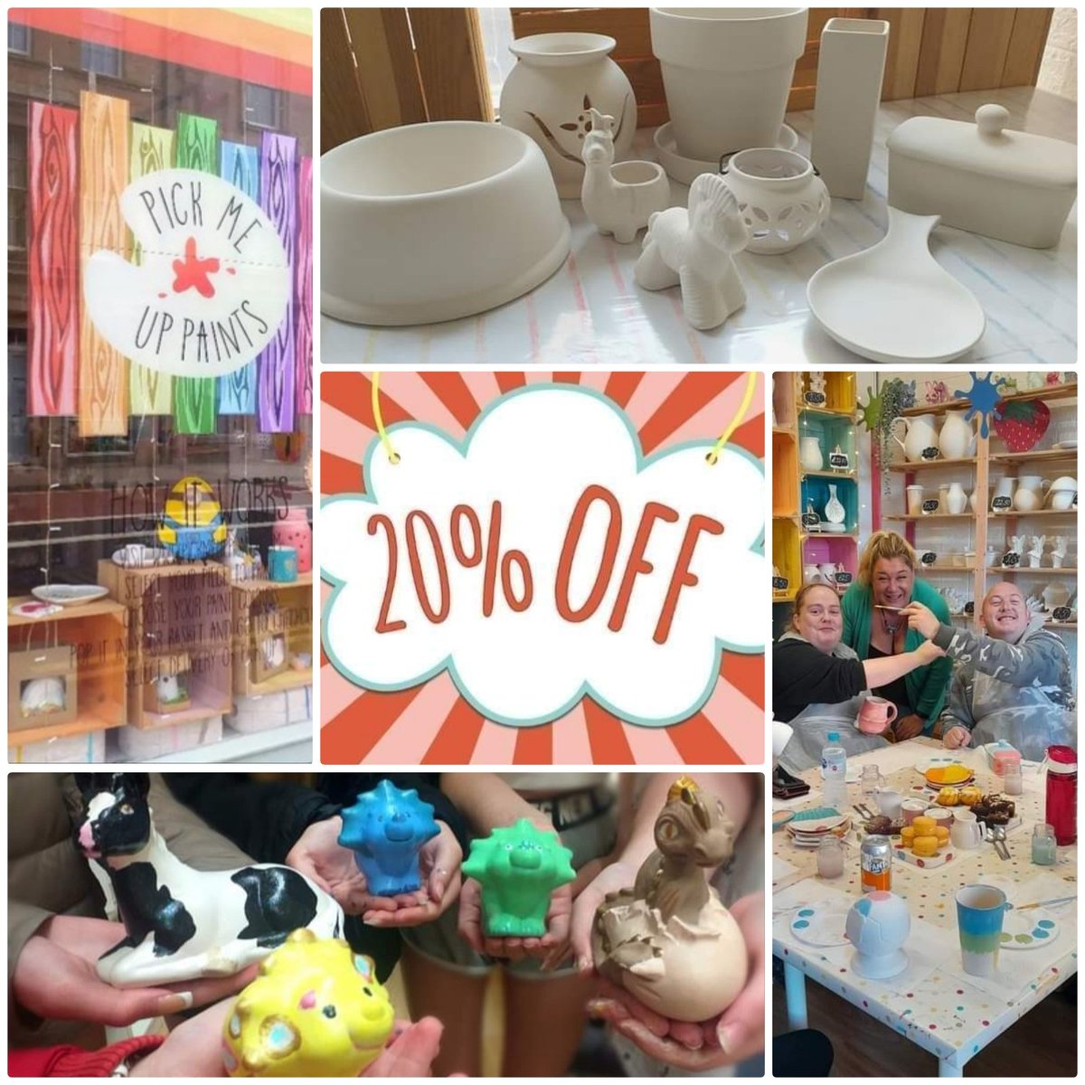 pickmeuppaints's tweet photo. It's Family Fun Friday tomorrow night from 6pm-8pm with 20% off ALL ceramics๐ฅณ Book your table via our website
https://t.co/4w8oI5Sr9n
#fridayfunday #familytime #matedate #fridaynight #funforallages #bringyourfavouriteperson #20offeverything #paintyourownpottery #ayr https://t.co/2VgduvKa4Q