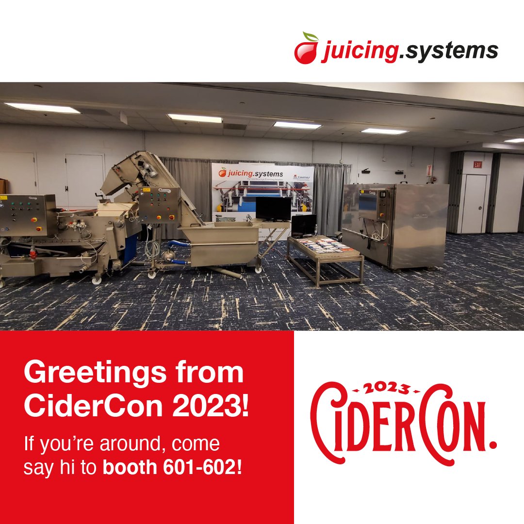 JuicingSystems's tweet image. We are ready to go! Come say Hi and partake in our giveaway! 
#cidercon2023 @pickercider