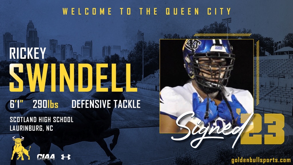JCSUFootball's tweet photo. Go Golden Bulls! 

Welcome to the 704!

Defensive Tackle from Laurinburg, NC

Ricky Swindell @SWINDELL_III 
 
#EVERYTH1NGEVERYDAY #NSD23 
@JCSUniversity @JCSUSports https://t.co/2Q5oOhlS6E