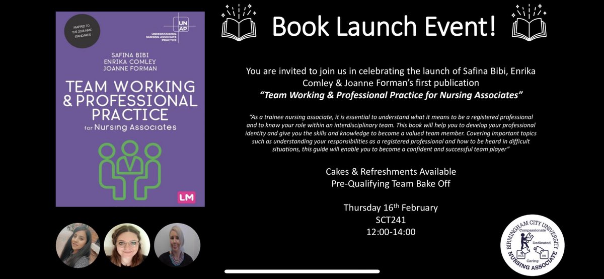 @Dezita_ODP 💙 (@dezita_odp) on Twitter photo Looking forward to celebrating the launch of the #nursingassociate #teamworking #professionalpractice book with the three amazing authors… who just happen to be part of the <a href="/TNA_BCU/">BCU Nursing Associates</a> <a href="/BCUHELS/">BCU HELS</a> team ✨✨✨ <a href="/originalsaf/">Safina Bibi</a> <a href="/3nrika/">Enrika 💙</a> <a href="/joanneforman78/">Joanne Forman</a> … watch this space for photos! Looking forward to celebrating the launch of the #nursingassociate #teamworking #professionalpractice book with the three amazing authors… who just happen to be part of the <a href="/TNA_BCU/">BCU Nursing Associates</a> <a href="/BCUHELS/">BCU HELS</a> team ✨✨✨ <a href="/originalsaf/">Safina Bibi</a> <a href="/3nrika/">Enrika 💙</a> <a href="/joanneforman78/">Joanne Forman</a> … watch this space for photos!