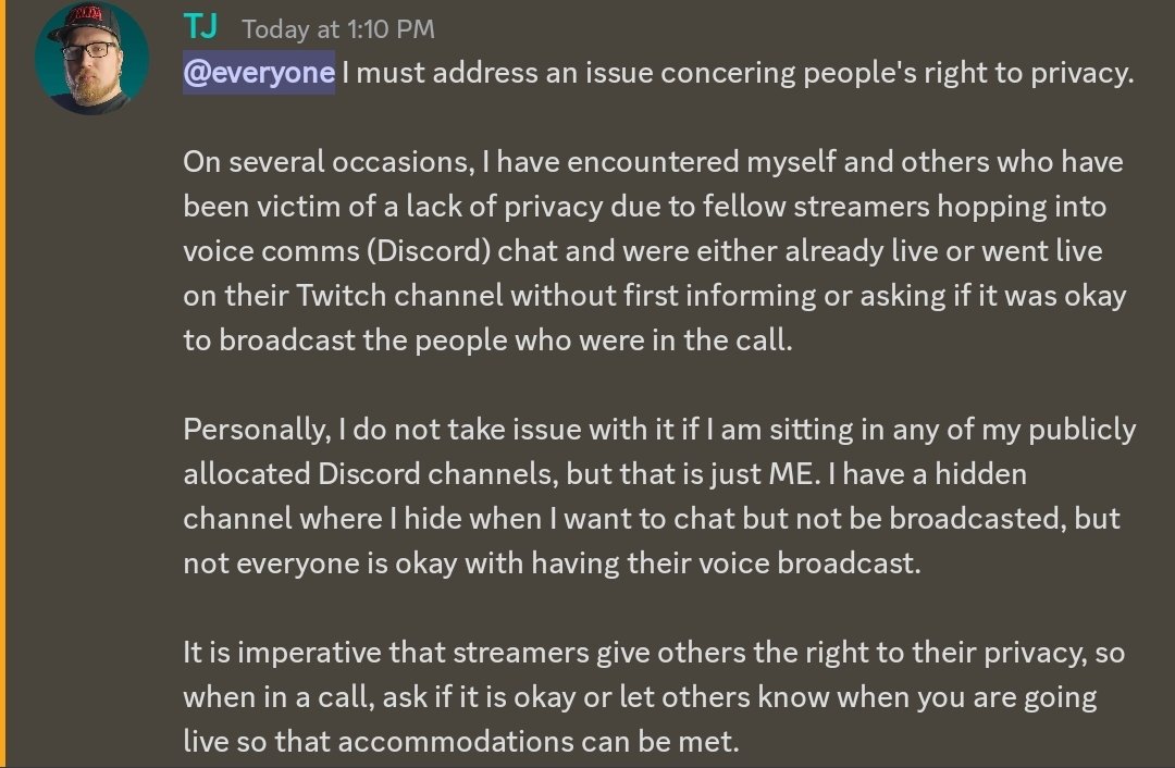 Important information for my fellow #streamers.

@discord @twitch

#twitch #twitchstreamer #twitchstreamers #twitchaffiliate #twitchpartner #stream #streamer #gamer #Discord #respect #respectothers