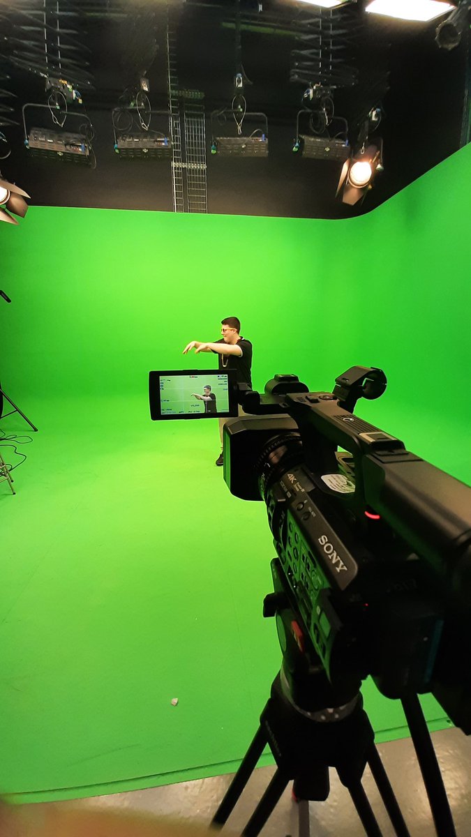 Bethonset's tweet image. Had so much fun using the green screen today to film a VT for a quiz show!!
#greenscreen #cycloramas #camera #studiotv #studio #tv #mediacity #VT #quizshow