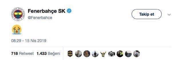 Kadıköy'de 2-0'dan Palabıyık yardımıyla 2-2 yaptığınız maçtan sonra bu tweeti atmıştınız. Derdiniz adalet olsaydı çoktan Ali Palabıyık düdük asmıştı ama oyna devam. Şimdi sıra bizde. 
😭