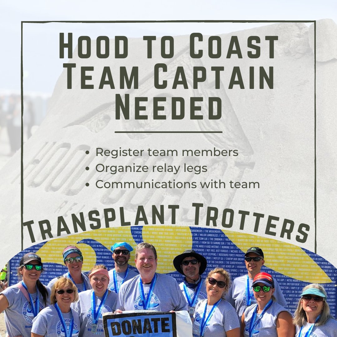 donation_info's tweet photo. donatelifenw: We are currently seeking a captain for our 2023 Portland to Coast team, the Transplant Trotters, If you would be interested in more information, tweet or DM us. #HoodToCoast #HTC #PortlandToCoast #PTC #OregonEvents https://t.co/KN4a0dUow9