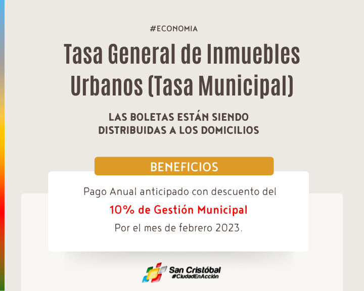 Se encuentran disponibles las boletas del Impuesto Inmobiliario y Tasa Gral. de Inmueble Urbano.
#SanCristóbal ♥️
#CiudadEnAcción
