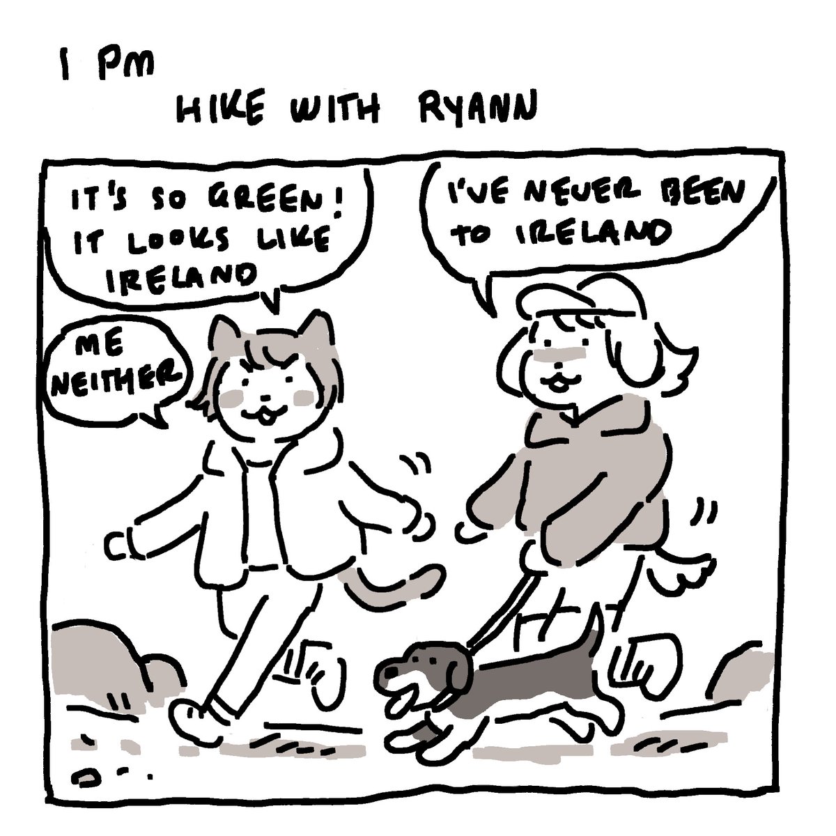 hourlies cont. 
hike time!! not pictured: bingo kicking poop onto my shoe 