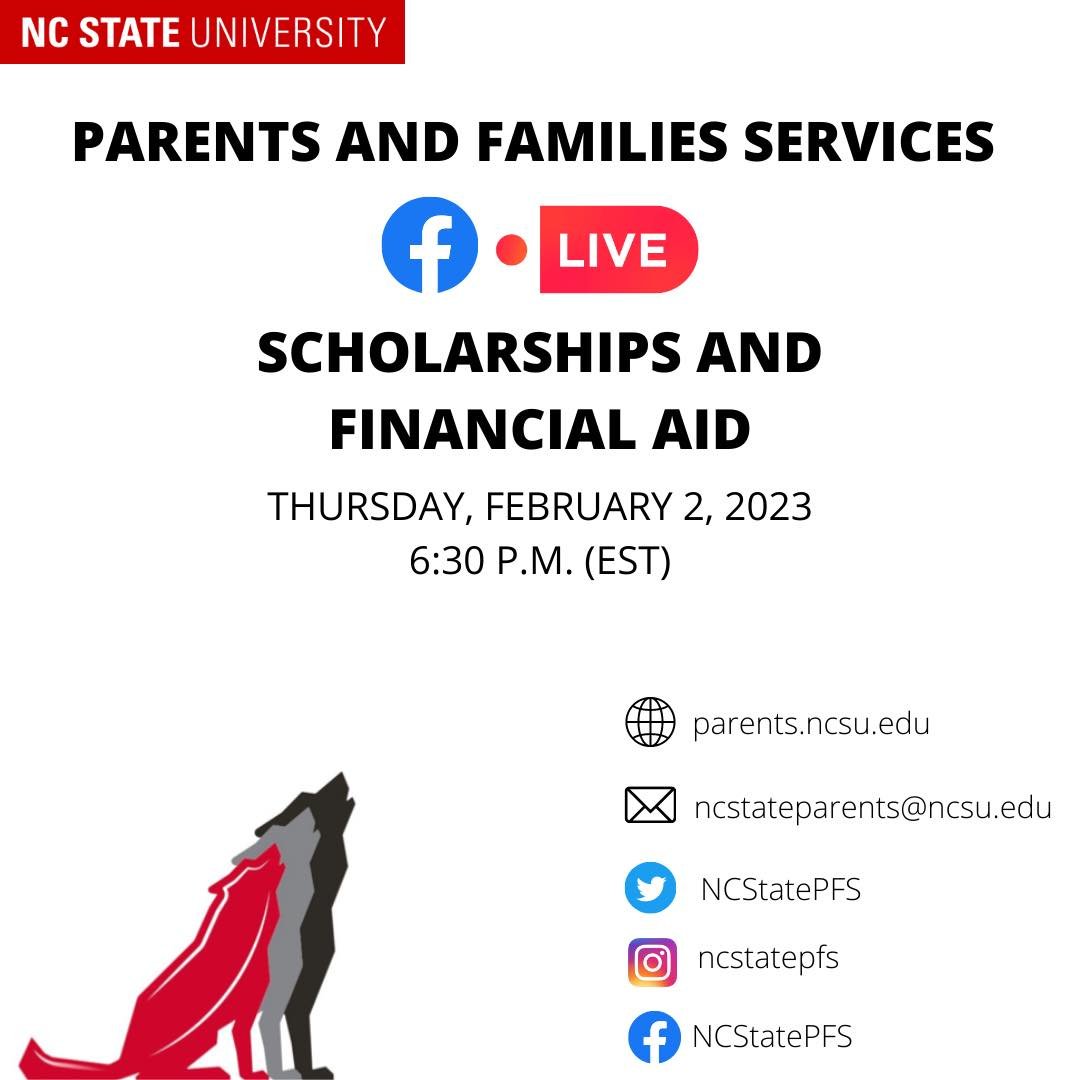 NC State OSFA (@ncstateosfa) on Twitter photo Join <a href="/NCStatePFS/">NC State PFS</a> and <a href="/NCStateOSFA/">NC State OSFA</a> on <a href="/facebook/">Facebook</a> LIVE, TONIGHT at 6:30pm.
#NCSU #NCState #GoPack Join <a href="/NCStatePFS/">NC State PFS</a> and <a href="/NCStateOSFA/">NC State OSFA</a> on <a href="/facebook/">Facebook</a> LIVE, TONIGHT at 6:30pm.
#NCSU #NCState #GoPack