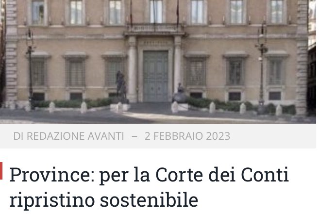 PROVINCE: LA CORTE DEI CONTI BOCCIA LA RIFORMA DEL RIO -  VANNO RIPRISTINATE 👇🏼👇🏼👇🏼👇🏼👇🏼
avantionline.it/208744-2/  #delirioprovince <a href="/PartSocialista/">PSI Official</a> <a href="/e_maraio/">Enzo Maraio</a>