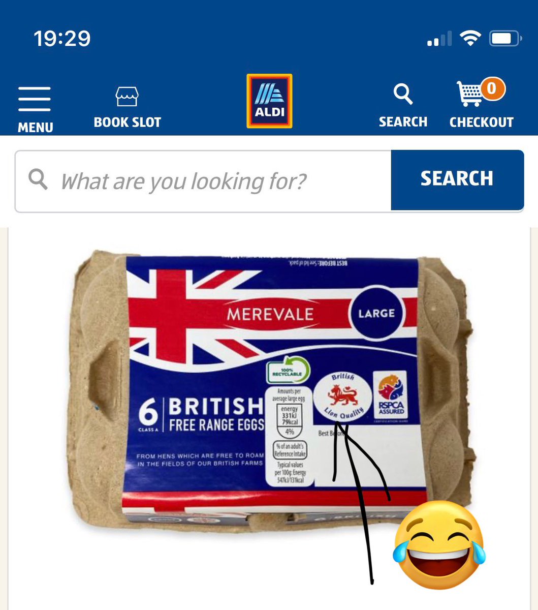 sam_atherton's tweet photo. So I had a guy at work today point at a box of eggs and ask me if these were Lion or Chicken eggs cause they have the British quality label on them 💀💀#retail https://t.co/3jE7WKu5Fu