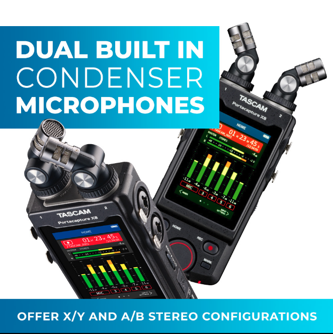 TASCAMpro's tweet photo. With its 2 built-in stereo mics, 4 XLR inputs with support for both mic and line-level, the Portacapture
X8 is a versatile portable recorder with an abundance of IN/OUT choices.
#TASCAM #portablerecorder #32bit #32bitfloat #recording #fieldrecorder #audiointerface https://t.co/qvQacnct2n