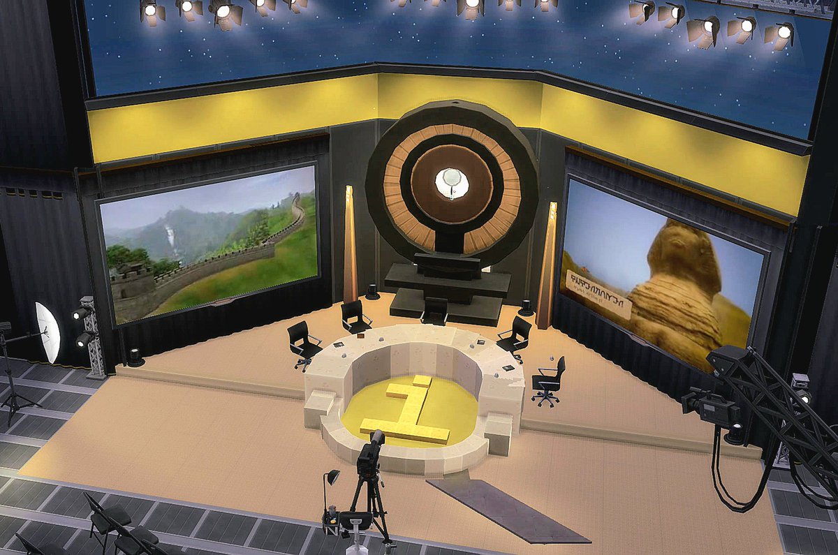 LasiSims's tweet photo. Today I attempted what I thought would be impossible, (partially proving myself right) and have recreated the set from one of my favourite TV shows, QI,on Sims 4. If only it was playable! 🫠

#Sims4 #Sims4build #QI @qikipedia @sanditoksvig @alandavies1 #bbctelevisioncentre https://t.co/6xOtKTGj7v