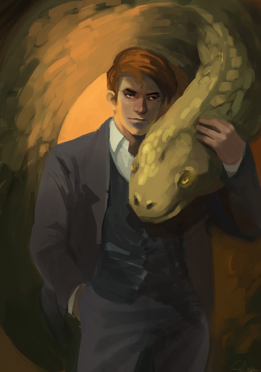 A man with a pet snake #illustration