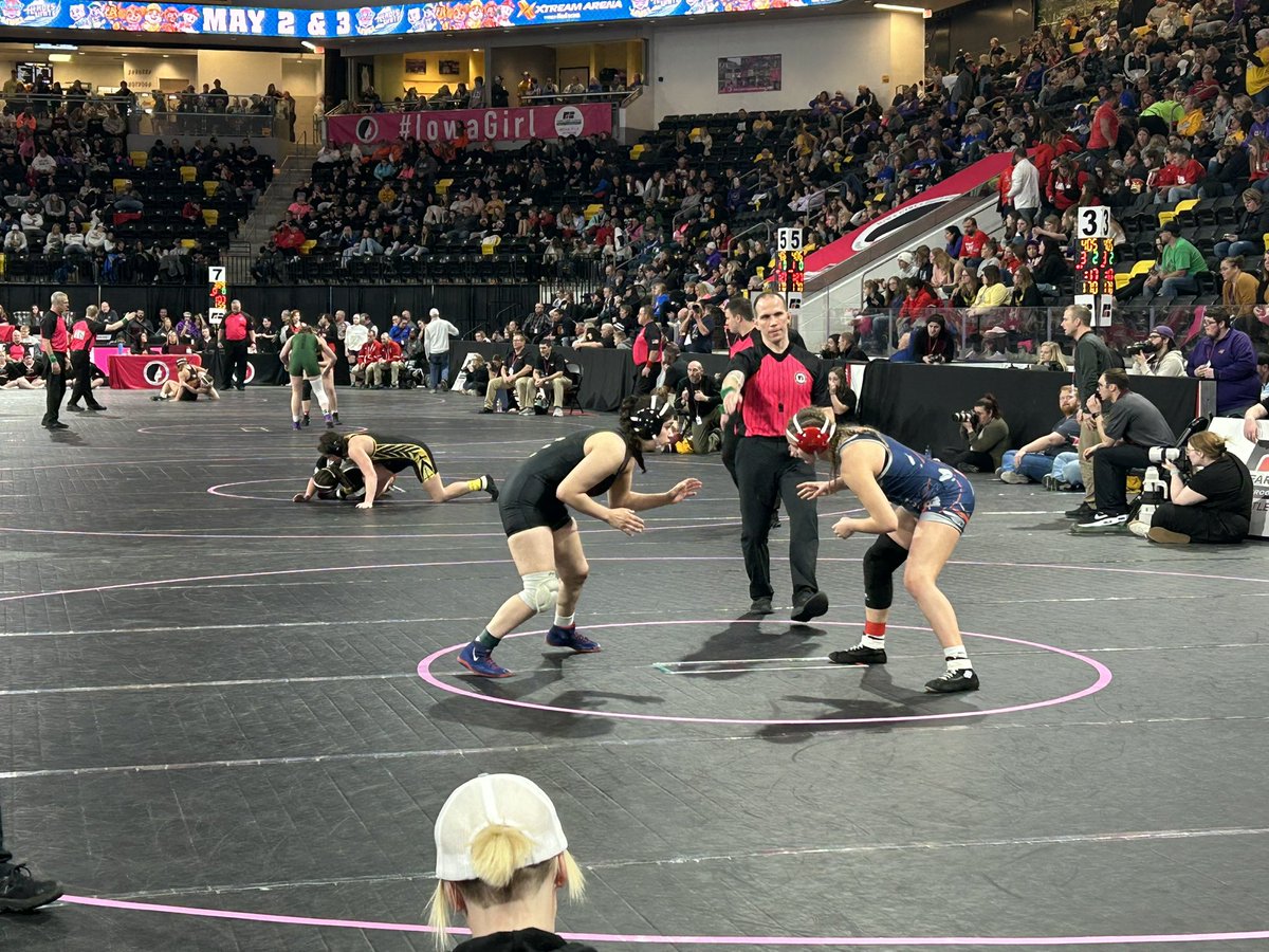 ICWestAthletics's tweet photo. @women_troy Jannell Avila wins by fall &amp; advances to tonight’s quarterfinals. @ighsauwrestling https://t.co/CWOQQMoZkS