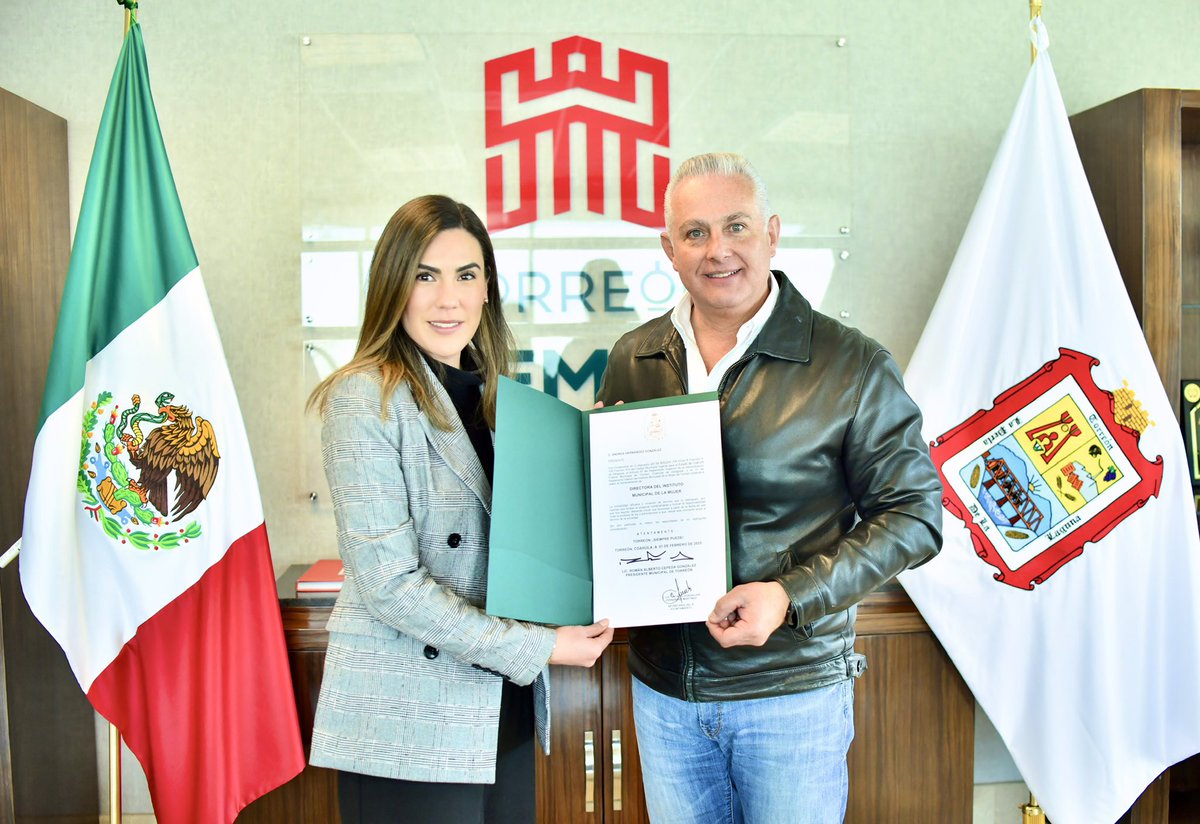 He designado a Andrea Hernández González como nueva titular del Instituto Municipal de la Mujer, con quien seguiremos impulsando programas y acciones que garanticen la igualdad y el empoderamiento de las mujeres en #MiQueridoTorreón. ¡Enhorabuena!