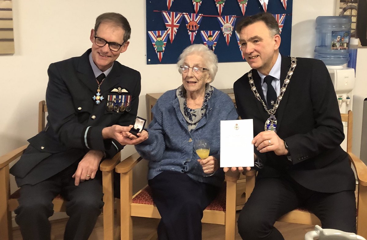 A true honour to attend Glenfields Care Home in #Driffield this afternoon and along with the Deputy Lieutenant of East Yorkshire I presented Betty (aged 100) with her MOD Veterans badge & certificate for her service in the WRAF.