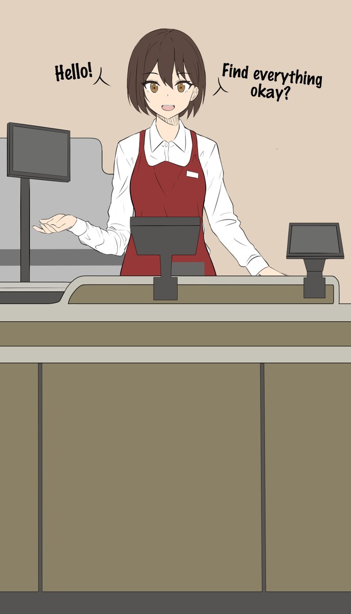 Kurofuro's tweet photo. How I remember working as a cashier for a few years. 🙂 https://t.co/X4VngJTP2z