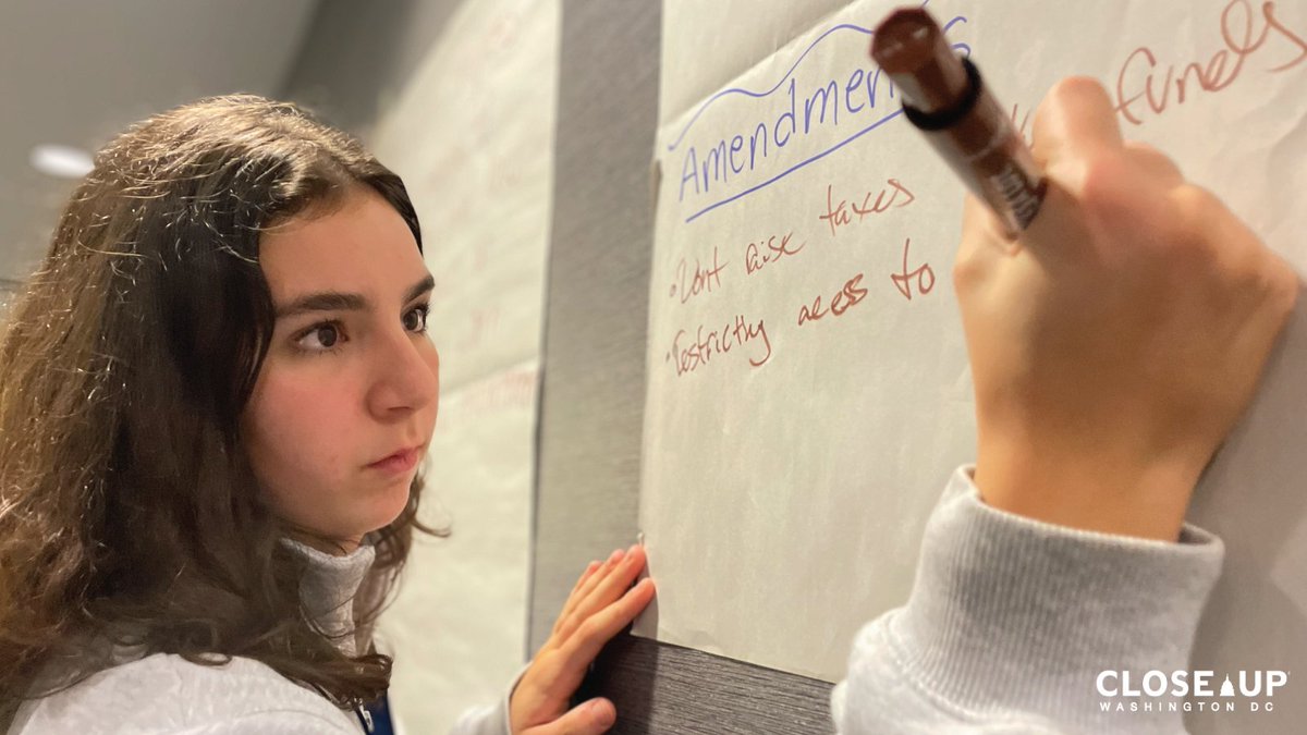 CloseUp_DC's tweet photo. Students somehow make proposing amendments to real-life legislation one of the most exciting aspects of the week. #CloseUpDC #MockCongress https://t.co/DjThAq2ABw