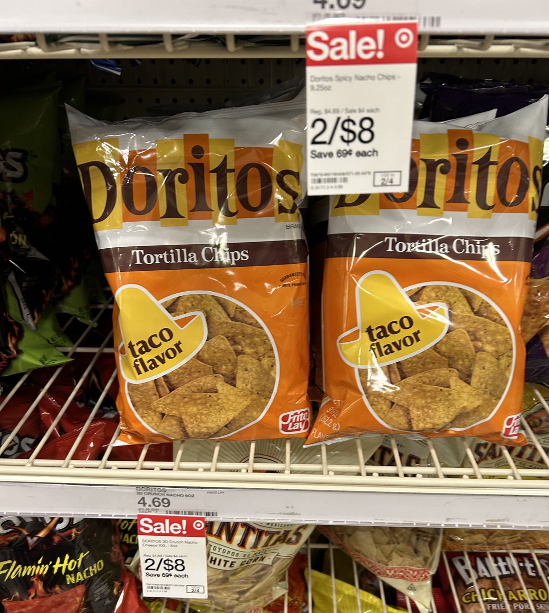 _heiferplease's tweet photo. ... #FoundAtTarget Taco Flavored #Doritos !! the superior flavor! 2/$8 π https://t.co/q34PywiMYR