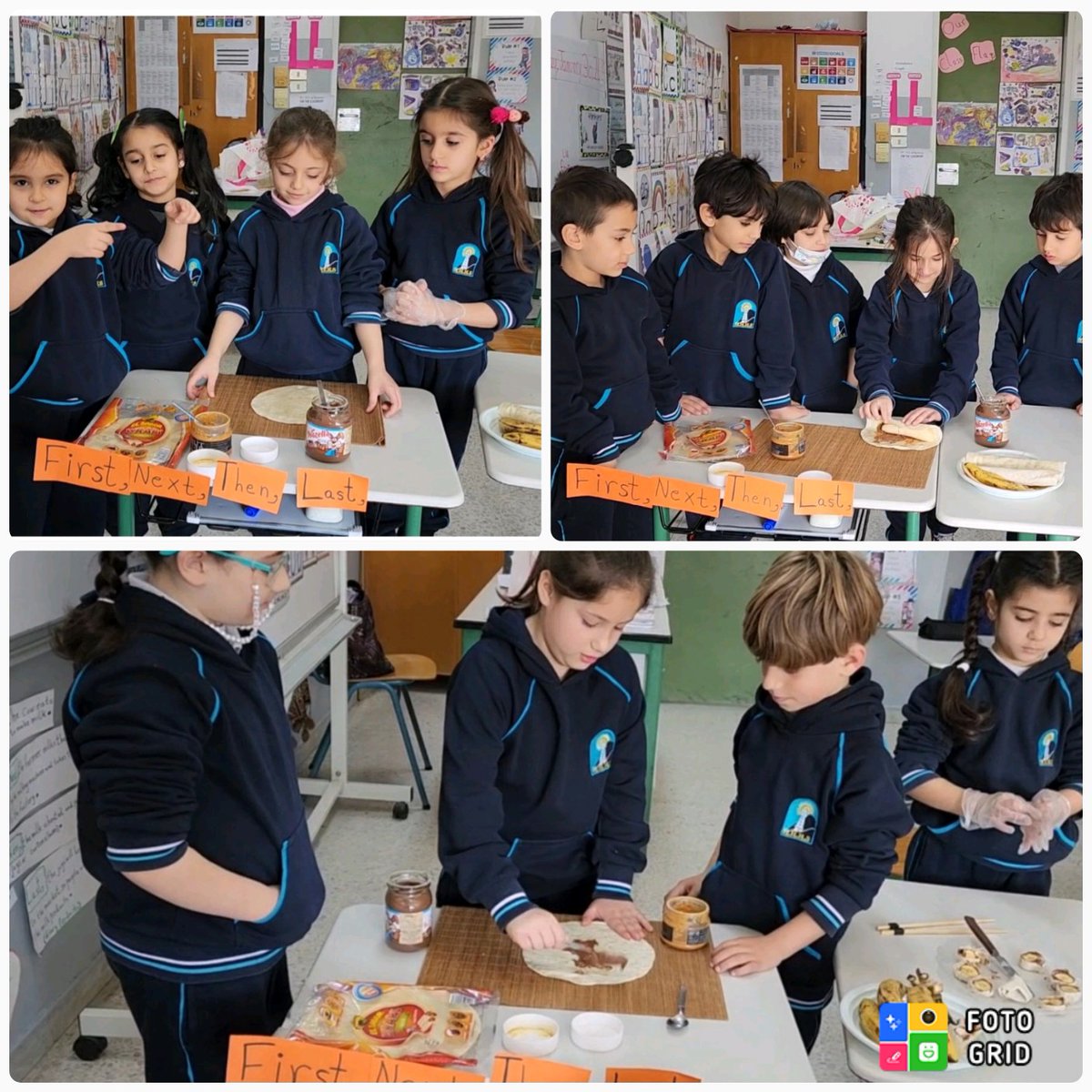 #Grade1D learners are preparing "Banana Sushi Recipe" using their thinking and communicating skills. Moreover, they're using sequential words to organize their ideas🥢🍌
<a href="/Hhhsinfo/">Houssam Hariri HS</a> <a href="/TawilNoor/">Noor Taweel</a> <a href="/sashgh/">Sasha Ghosn</a> <a href="/HalaAlKotob/">Hala Al Kotob</a>