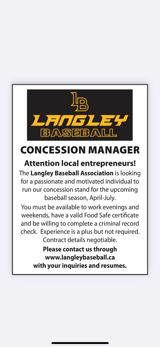 Are you, or someone you know the right fit for our concession manager position? If so, send us your resume
 
Please share and help us spread the word!