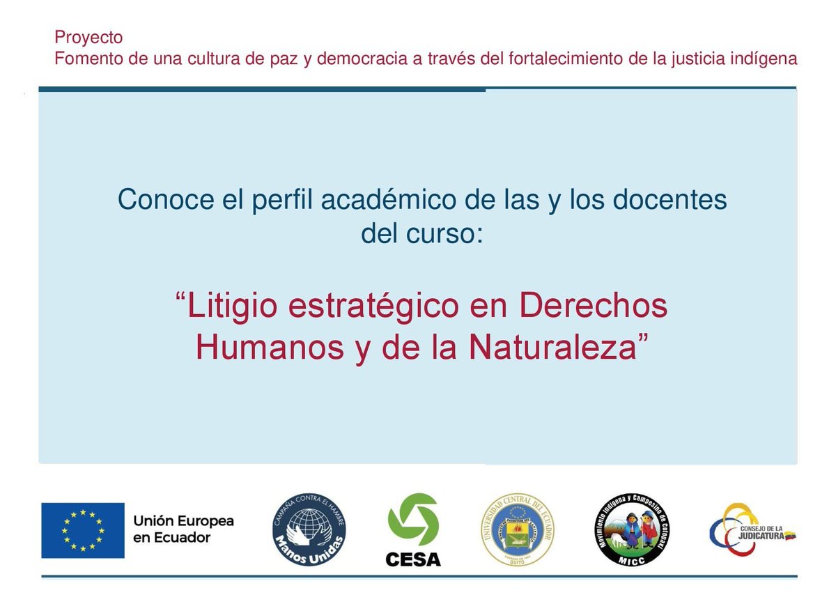 En el Proyecto de Justicia Indígena, este 1 de febrero iniciamos el curso de 𝗟𝗶𝘁𝗶𝗴𝗶𝗼 𝗘𝘀𝘁𝗿𝗮𝘁𝗲́𝗴𝗶𝗰𝗼 𝗲𝗻 𝗗𝗗𝗛𝗛 𝘆 𝗱𝗲 𝗹𝗮 𝗡𝗮𝘁𝘂𝗿𝗮𝗹𝗲𝘇𝗮 con un equipo docente del más alto nivel🥇Conócelos n9.cl/2yzs4